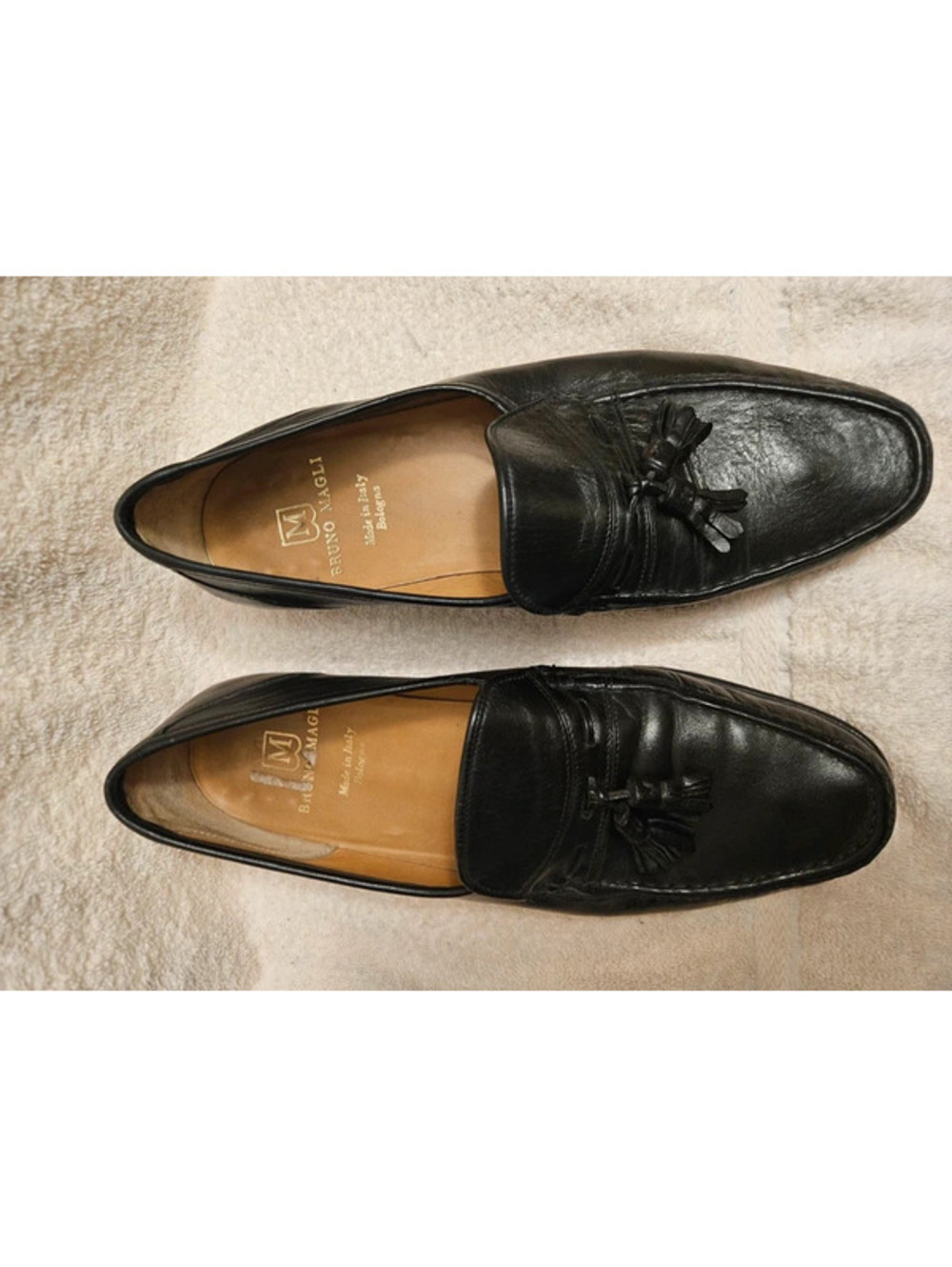 Bruno Magli Black Leather Tassel Loafers Men's Size 11 M Made in Italy Dress